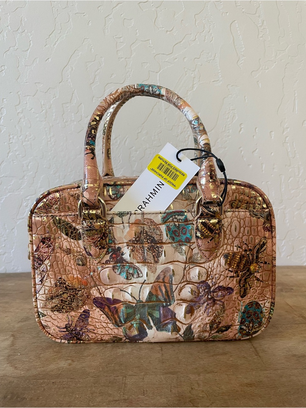 Brahmin Mara Mini Satchel Hill Garden Embossed Leather Butterfly Crossbody - Picture 2 of 15